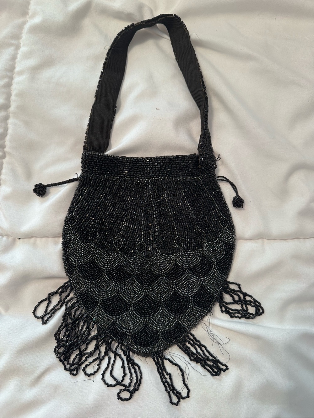 Vintage 1918 Black Beaded Evening Bag